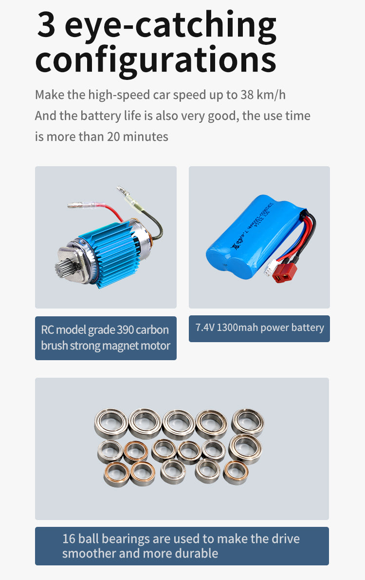 Rapidly: The Durable Speedster RC Car (38 KM/H) with Optional Additional Battery Upgrade