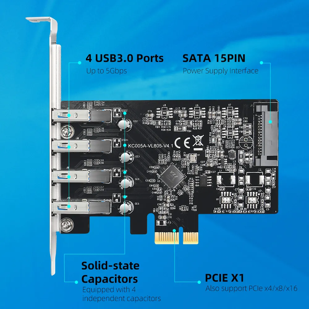 PCIe to USB3.0 4 ports adapter card KC005A Maiwo