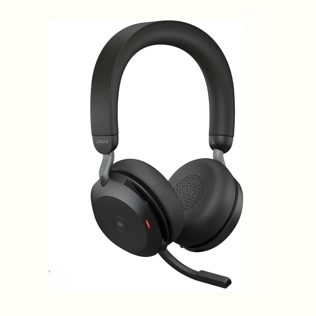 Jabra Evolve2 75  LINK380A MS  Wireless Headset – Hybrid Work Certified, Active Noise Cancelling, Bluetooth, Dual Connectivity, All-Day Comfort, 8-Microphone Call Technology