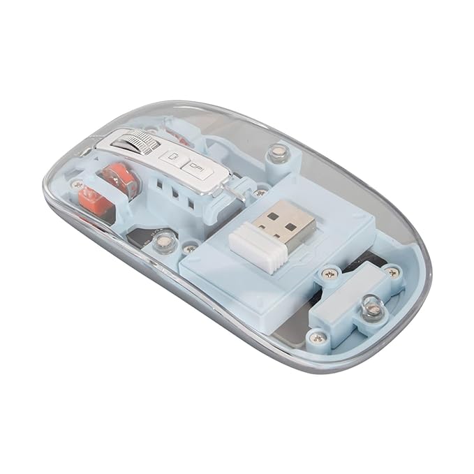 Transparent Wireless Mouse, BT-5.1 2.4GHz Bluetooth Mouse