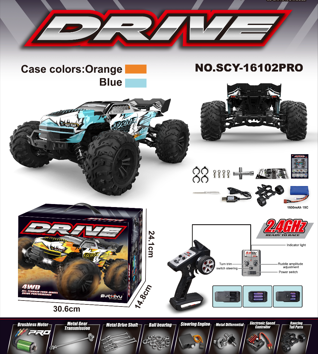 16102 Drive PRO 70 KM/H Brushless Motor Power RC Car