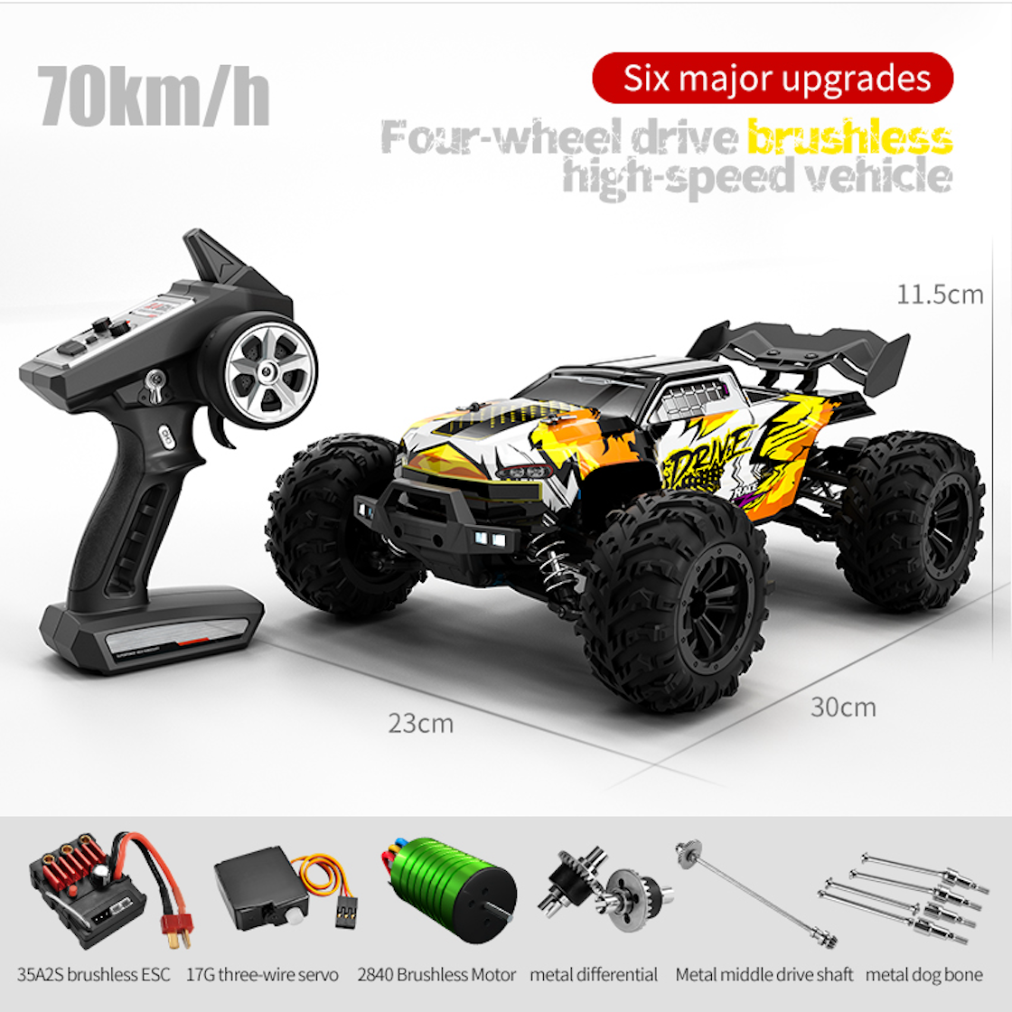 16102 Drive PRO 70 KM/H Brushless Motor Power RC Car