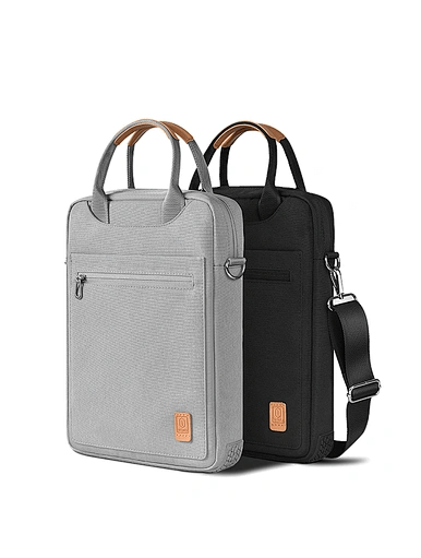 WIWU Pioneer Shoulder/Office/College Bag for MacBook,Tablet & iPad Bag 13.3 Inch, Multi Pockets, Multi use Bag, Adjustable Strap- Grey/Black Color