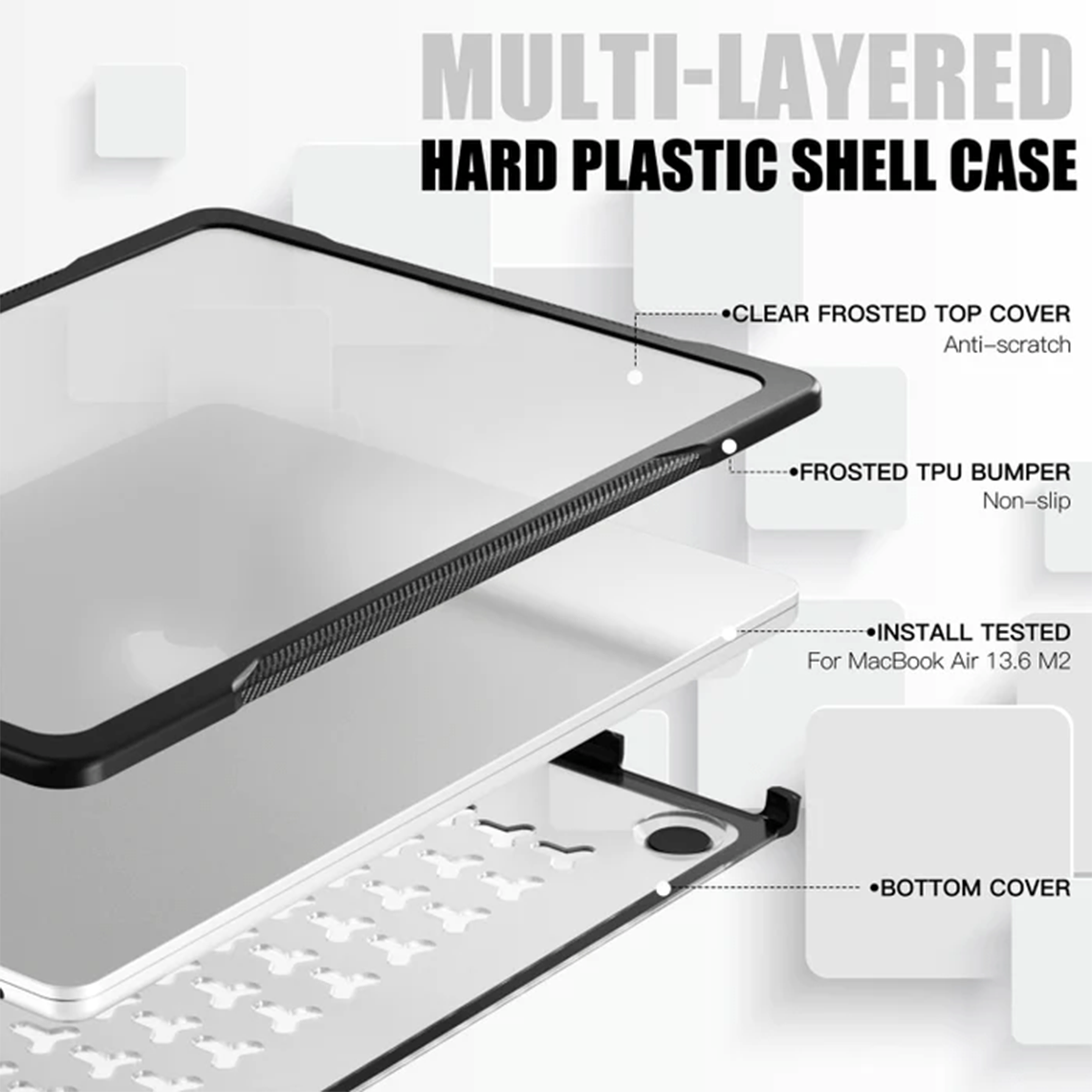 MacBook Pro 13, 14 M1 A2251/ A2289/ A1706/ A2442/ A2779 (2016 - 2023) MacBook Air 15 inch A2941 (2023) Translucent Laptop Protective Case(Transparent)