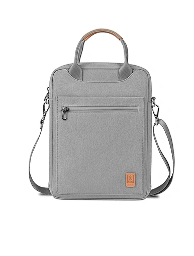 WIWU Pioneer Shoulder/Office/College Bag for MacBook,Tablet & iPad Bag 13.3 Inch, Multi Pockets, Multi use Bag, Adjustable Strap- Grey/Black Color